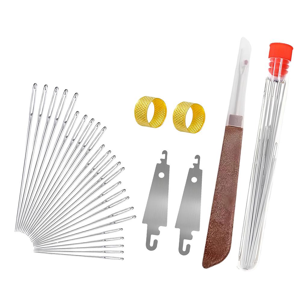 34 Piece Stainless Steel Sewing Kit With Automatic Threader Thread Ripper For Embroidery Leather Repair Crafting