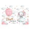 Cute Elephant Hot Air Balloon Clouds Wall Stickers Self-Adhesive for Kids Room Nursery Kindergarten Home Wall Decor