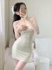 2025 Summer Solid Color Spaghetti Strap Bodycon Dress – Slimming, Hip-Hugging Skirt for Women