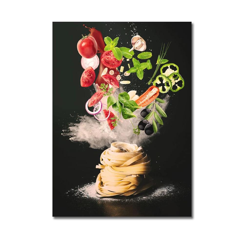 Köksposter Pizza Biff Sallad Hamburgare Burrito Bilder Restaurang Väggkonst Tryck Västkök Canvasmålning Ingen Ram