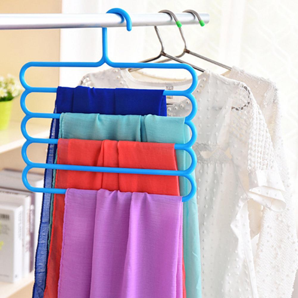 Multi-Layer Pants Rack - Space-Saving, Anti-Slip, and Adjustable Design for Organizing Clothes, Scarves, and Accessories