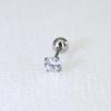 0.8mm Thick Minimalist Zircon 3-Prong Stud Earrings, Stainless Steel Screw for Ear Cartilage, Available in 1.5-5mm.