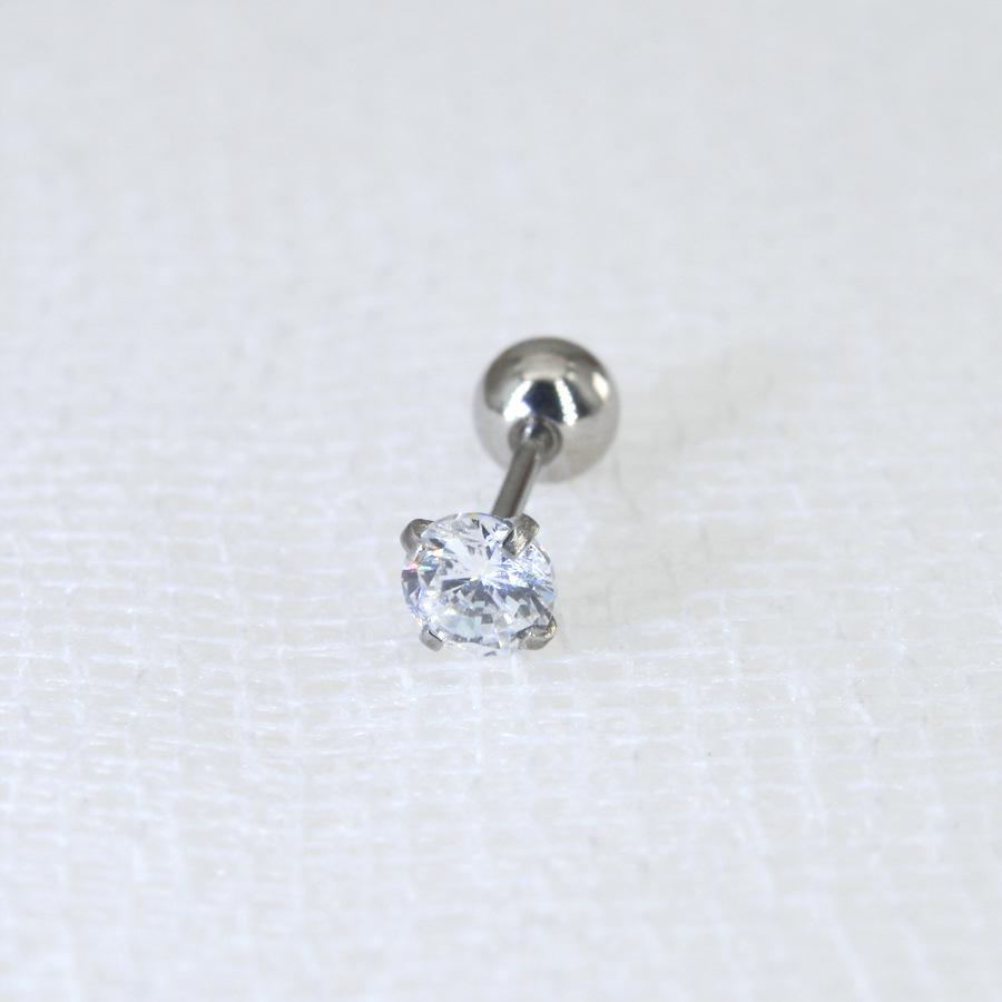 0.8mm Thick Minimalist Zircon 3-Prong Stud Earrings, Stainless Steel Screw for Ear Cartilage, Available in 1.5-5mm.