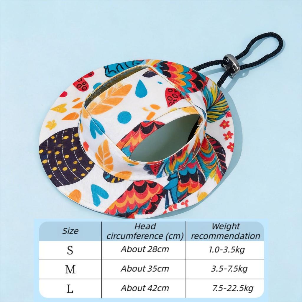 Cute Printed Dog Hat, Adjustable Pet Cap for Small & Medium Dogs Cats, Fit Pug Corgi Dachshund Kitten