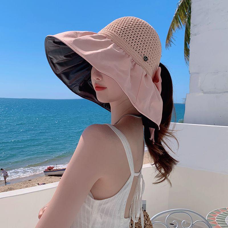 

Ponytail Air Top Sunhat Women s Sun Protection Summer Cover Face Foldable Black Glue Sun Hat Big Brim Fisherman Hat Pink Default Size