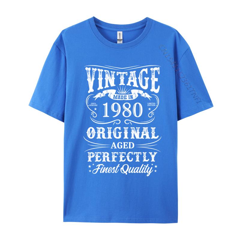 Men's T-Shirt 1980 Original Birth Year Vintage Made In 1980 T-shirts Fitness Tight Tees New Arrival Print Slim Fit Tops Shirt