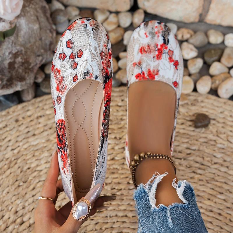 Round-toe ballet-style flat shoes, stylish, elegant, versatile slip-on shallow-mouth pumps