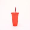 1 Stück 710ml Becher mit Deckel & Strohhalmen Wiederverwendbare Plastikbecher Eiskaffee Große Wasserflasche Party Kaltbecher Sommer Trinkgeschirr