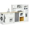 Wooden Toy Kitchen for Children Aged +3 Years Toy Little Kitchen with Light Sounds and Stool White