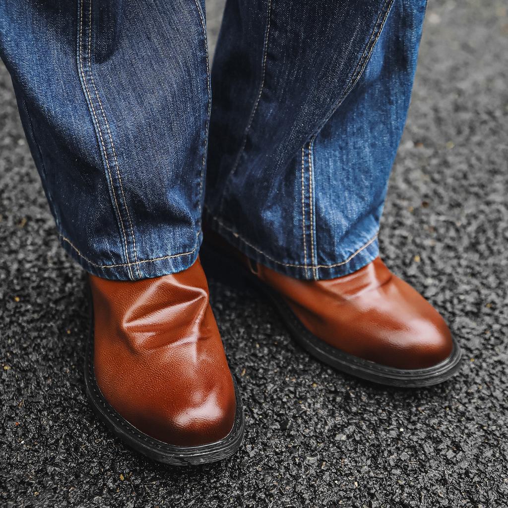 Fashion Leather Chelsea Men Boots  Business Dress Boots Shoes Men Black Brown Ankle Boots