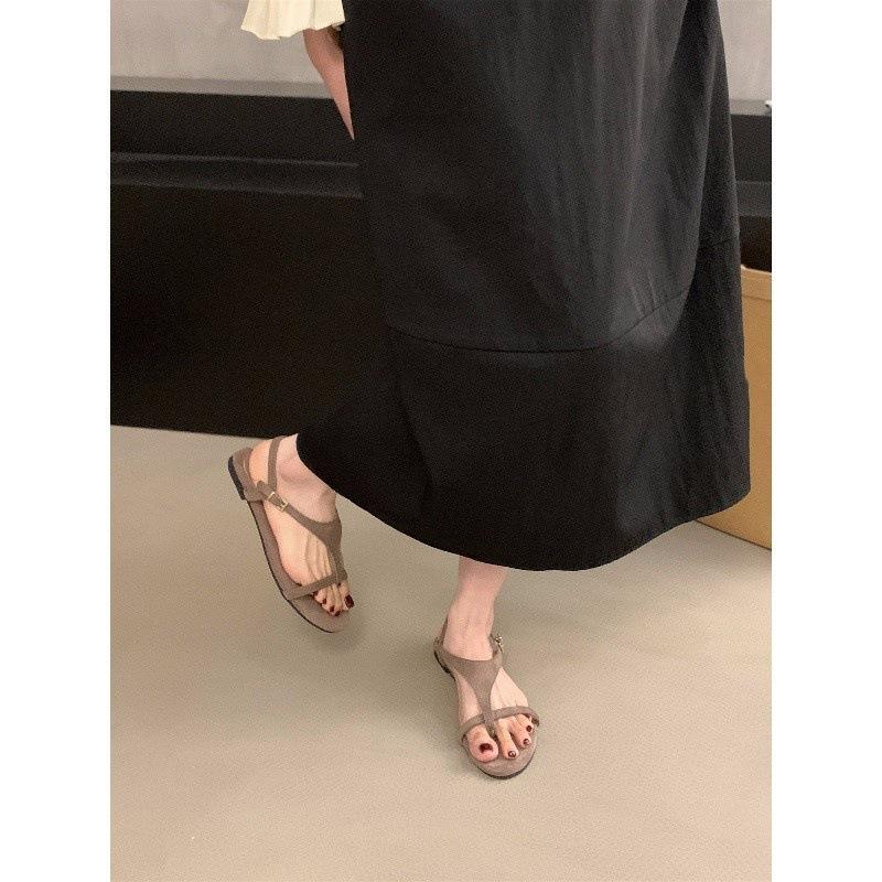 Flache Sohle Retro Zehenbereich Französische Sandalen Feenschuhe 2025 neu Sommerurlaub Wind Strand Römische Schuhe