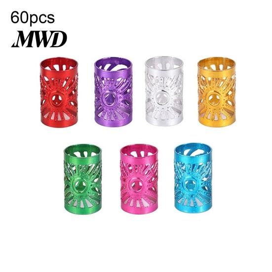 Hollow Sun Pattern Hair Beads 60Pcs Dreadlock Accessories, Open Styling Design Rings, Electroplated Bright Color Cuffs разноцветный