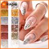 12 Grids Chrome Golden Silvery Nail Glitter Powder Shiny Mirror Rose Sequins Pigment Sand Dust for Nail Art Decorations Manicure