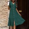 Vintage Summer Sundress Women Casual Loose Long Dress Short Sleeve O Neck Plus Size Female Clothes