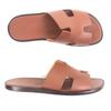 Great HERMES Sandals Izmir H Logo Slide Brown Leather Mens 41 Used