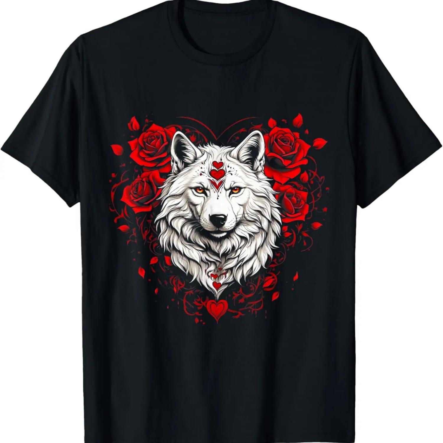 

Floral Wolf Valentines Day Flowers Rose Vintage Loves Wolves T-Shirt XXXXXL чёрный