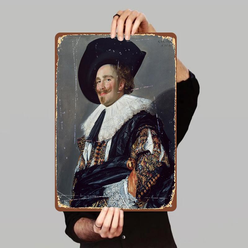 Vintage Oil Painting Style Portrait Custom Metal Tin Sign Home Wall Decor Art Hanging Painting 7.9x11.8In(20x30cm)