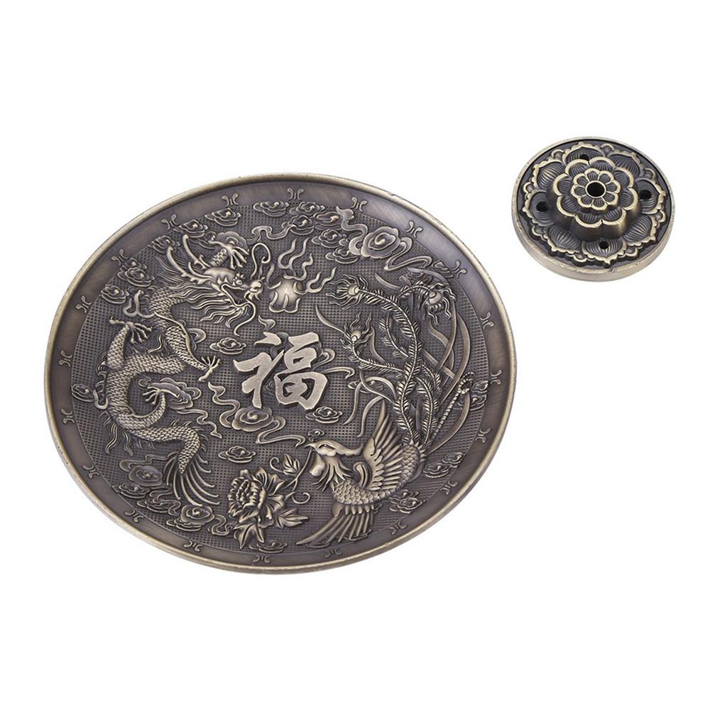 Zinc Alloy Incense Stick   Holder Dragon Pattern   Plate for Bedroom Temple Bronze