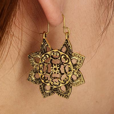 Antique  Gypsy Indian Tribal Ethnic Hoop Dangle  Earrings Boho