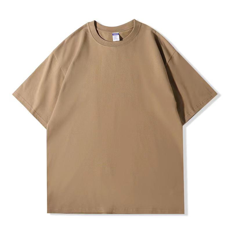 260g Unisex Pure Cotton Loose Fit Double Yarn Drop Shoulder Half Sleeve T-Shirt