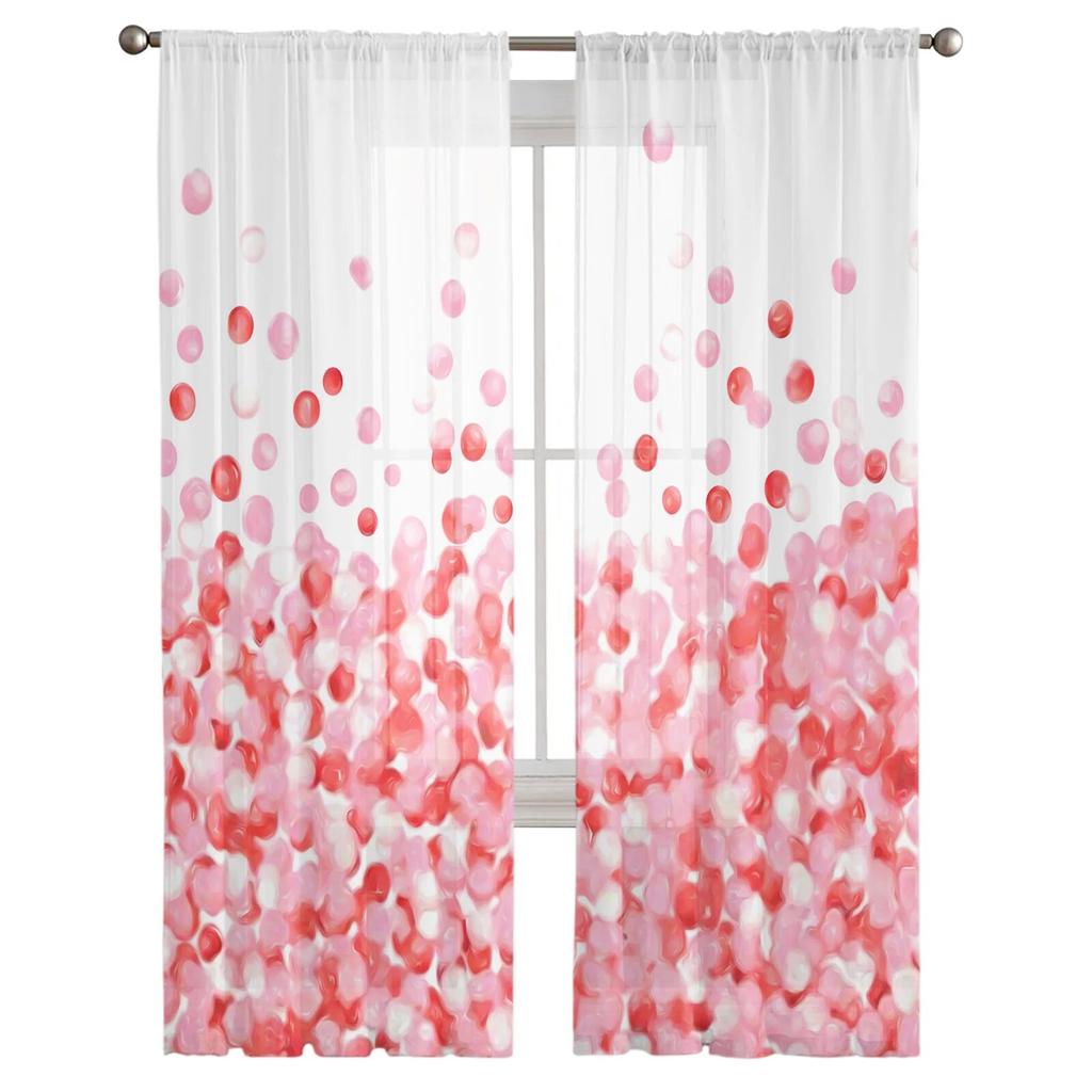 Bubble Balloon Pink Tulle Curtains Living Room Kitchen Chiffon Curtain Bedroom Balcony Sheer Curtain Fashion Home Decor