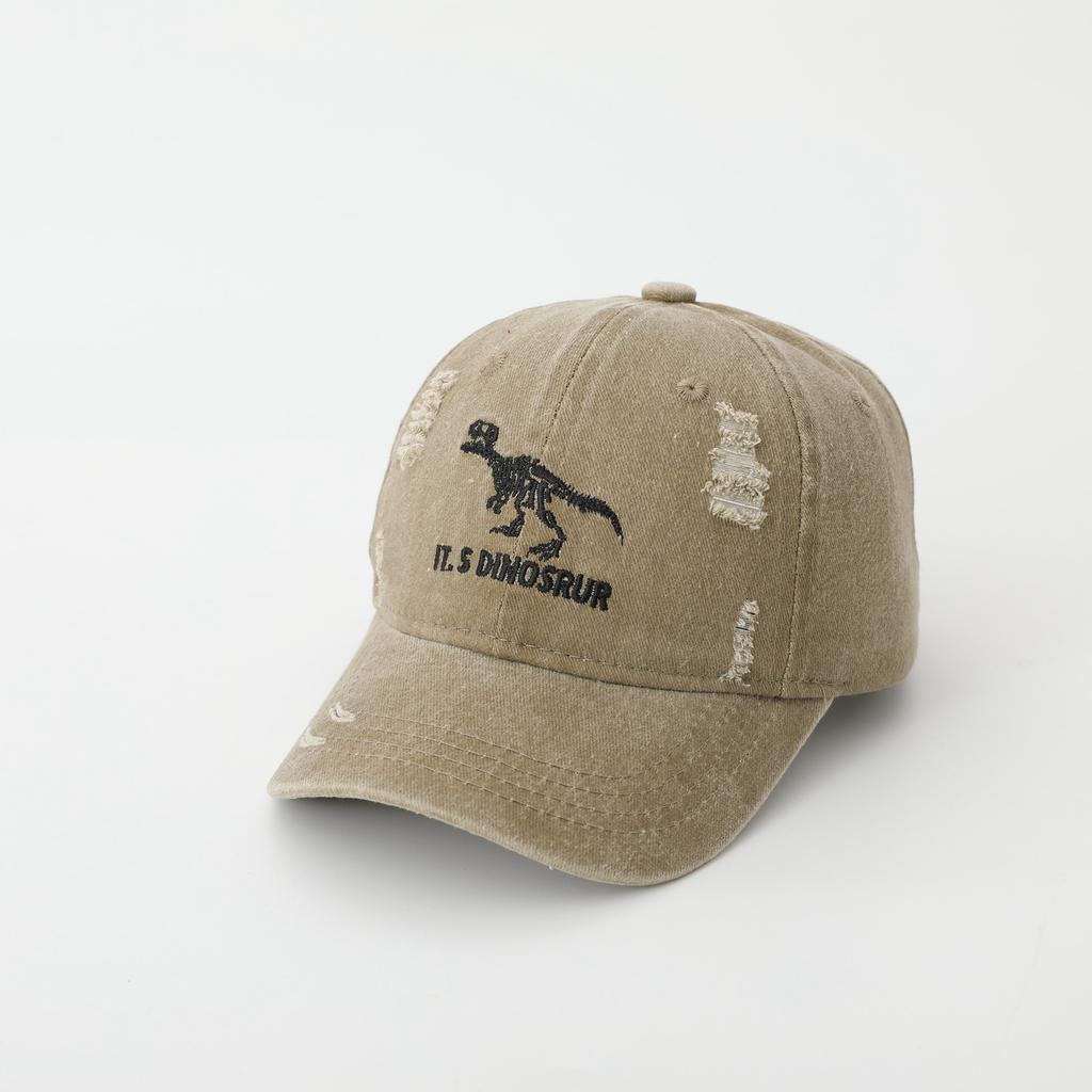 JYL TS DIY Dinosaur Kids Cap Washed Distressed Hat Cotton