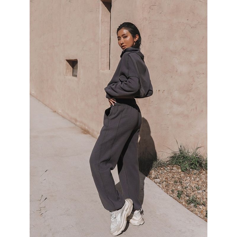 2025 Amazon Ins Spring, Autumn and Winter New European and American Foreign Trade Women Fashion Sports and Leisure Hoodie Two-piece Set Suit