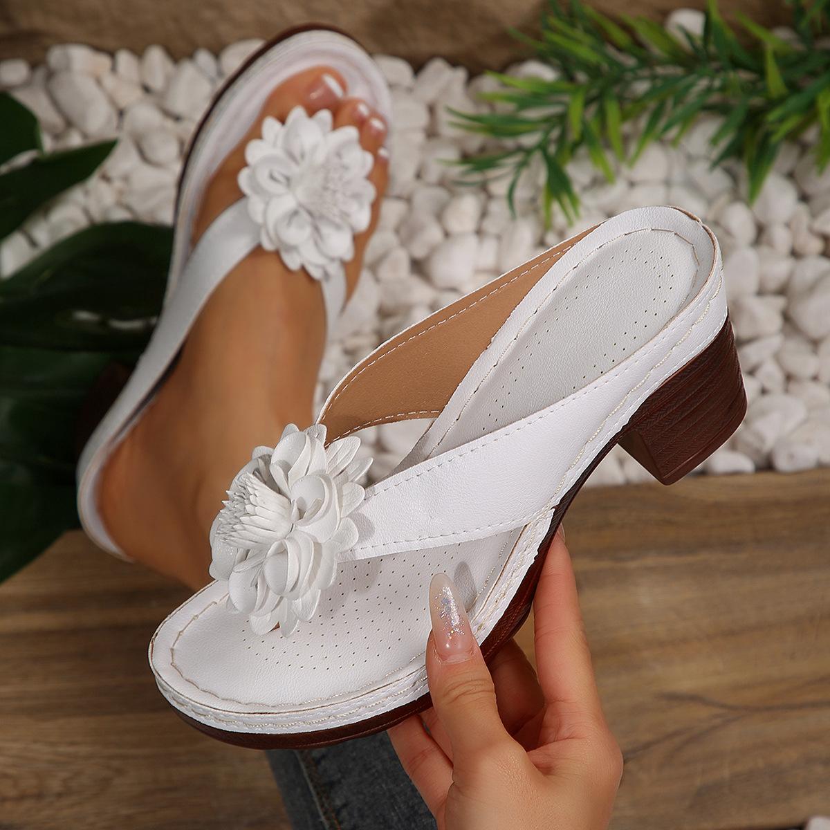 

Plus Size Shoes for Women 36-43 Summer Fashion 2026 Women Round Toe Slip on Platform Med Heel Sandals Casual Women Slippers 36 белый