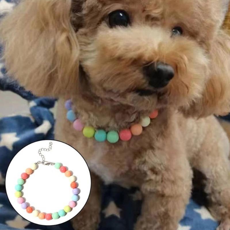 New pet necklace cat pearl collar teddy puppet ins photo pet accessories