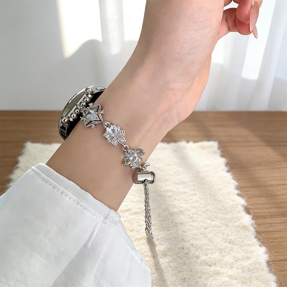 Zirconia Diamond Chain Strap for Apple 11th Gen iWatch, Huawei GT6, Xiaomi 9PRO