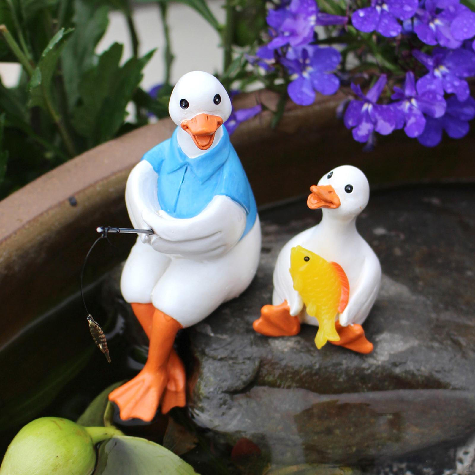 2x Миниатюрные фигурки уток, украшения, декоративные подарки на день рождения, декор для цветочных горшков, скульптуры животных