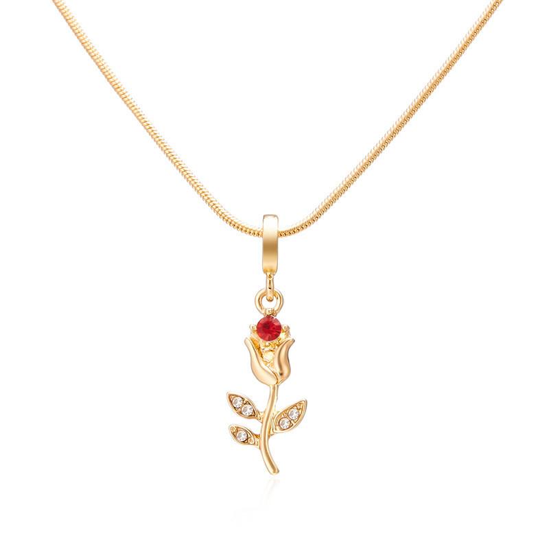 Stylish Womens Tulip Flower Pendant Necklace With Electroplated Finish For Spring