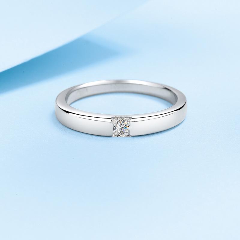 Tezzc Moissanite Wedding Party Ring for Women Men Sterling Silver with Gold Plated Lab Diamond Rings with Certificates