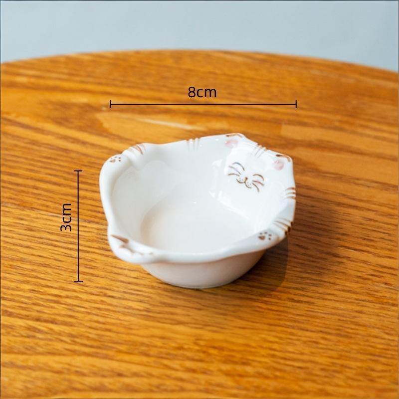 Cat Series Seasoning Plates Household Ceramic Plates Hot Pot Dipping Sauce Disc Soy Sauce And Vinegar Plates Cute Snack Plates