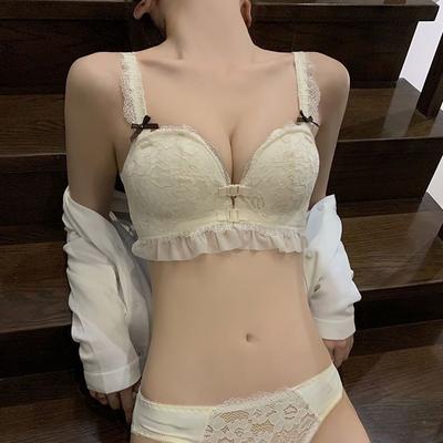 Soutiens-gorge en dentelle push-up Sous-vêtements à boucle avant Femmes Sexy Dos nu Soutiens-gorge anti-transpiration