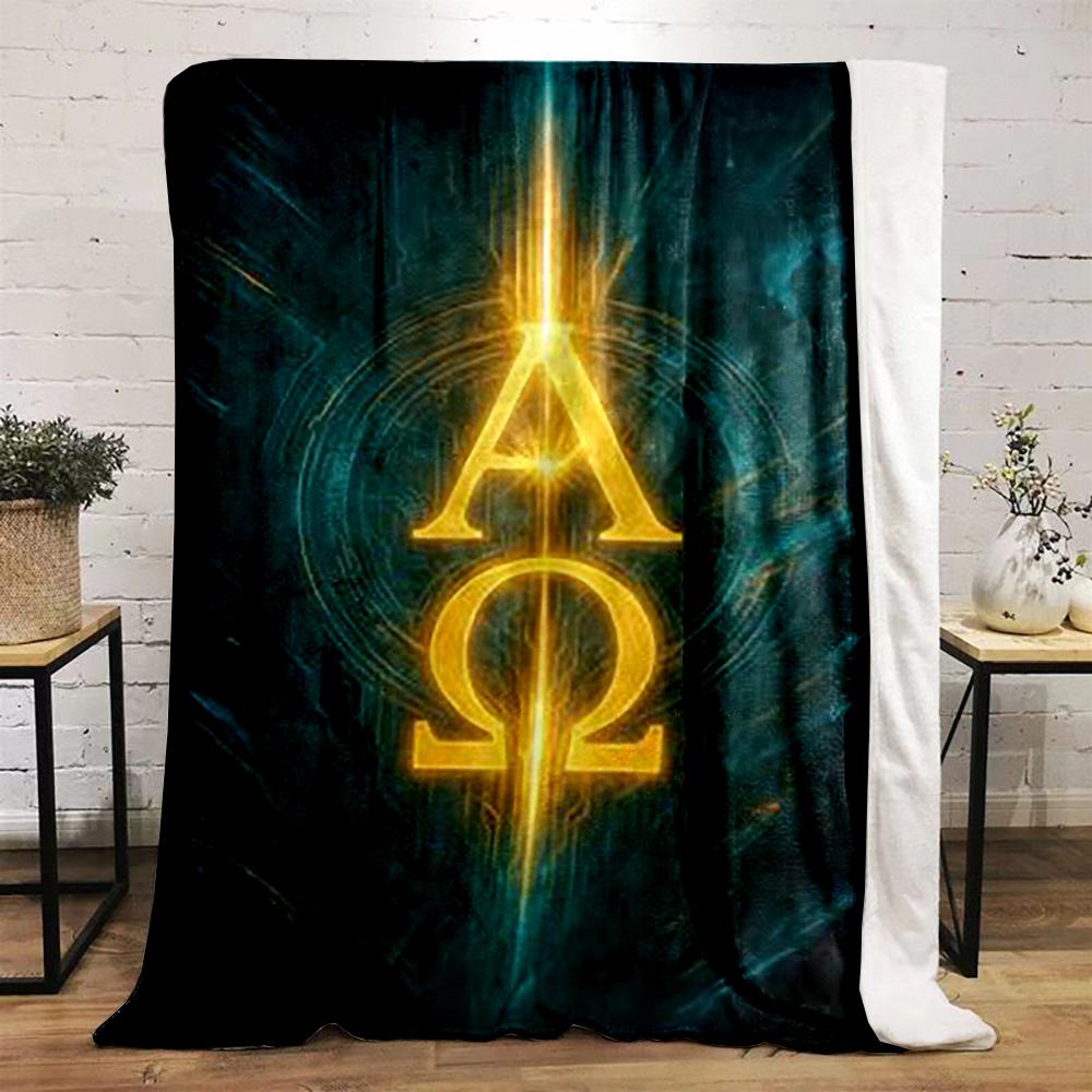Alpha Omega Symbol bedroom blanket Design printed Flannel blanket for bedroom, living room, sofa, and nap