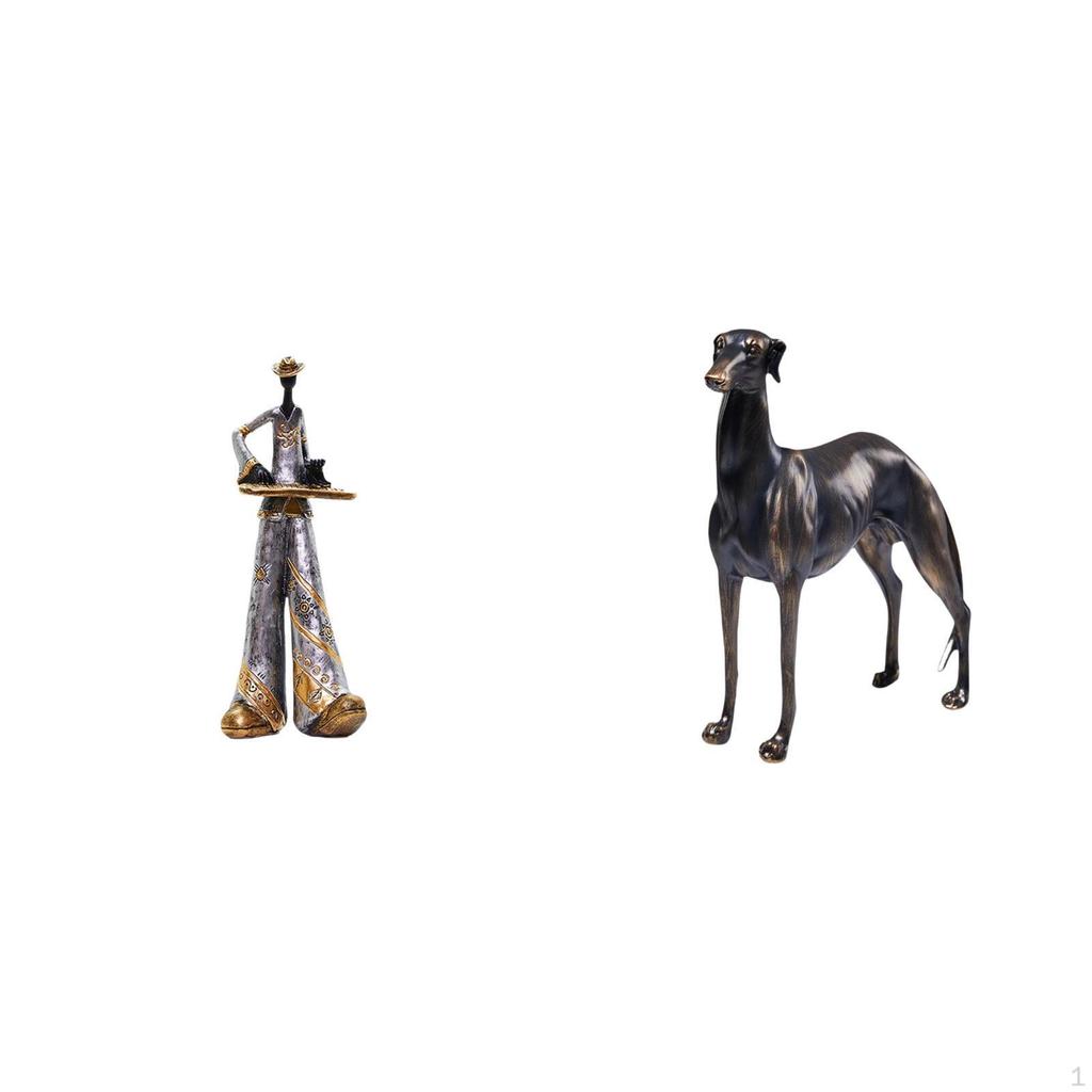 Melodic Greyhound Resin Sculpture Musician Animal Figurine Bedroom Home Decor Table Centerpiece Desk