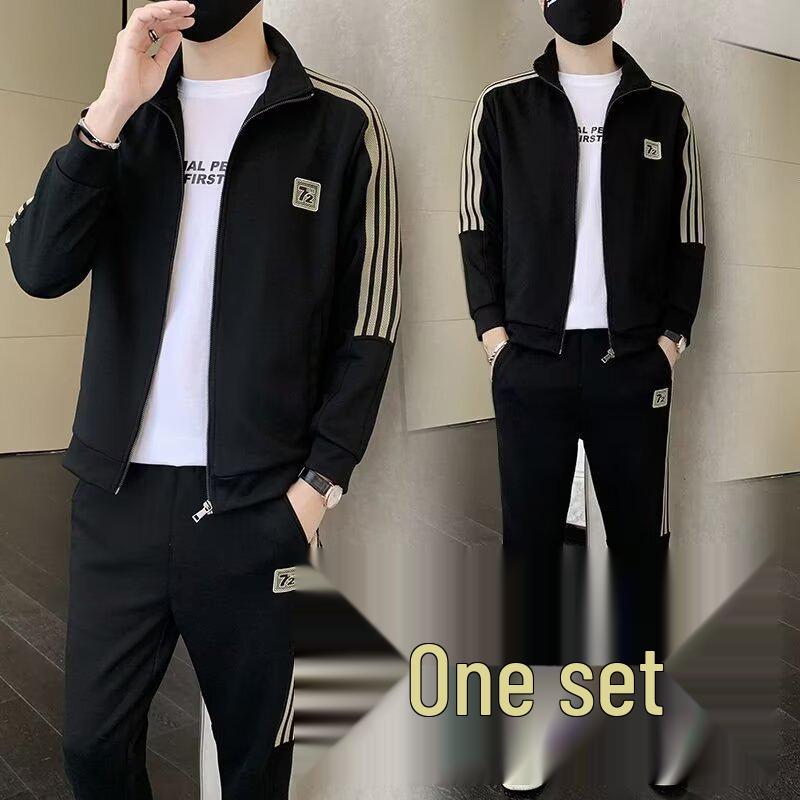 2025 Men's Casual Sports Hoodie and Joggers Set with Three Stripes