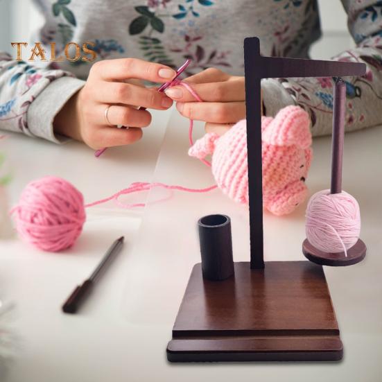 Suporte de fio de madeira, dispensador de bola de fio giratório, suporte para crochê, organizador de fio de tricô, girador para amantes de tricô, avó, mãe