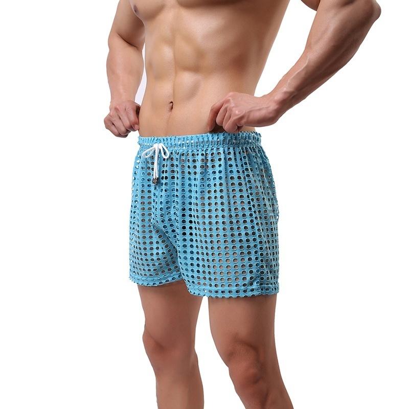 Men's Briefs See through Mesh Loose Lounge Boxer Shorts Mesh Hollow Pants