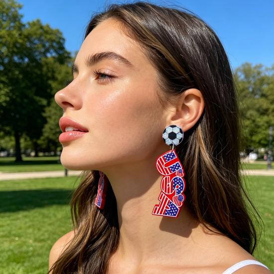 USA Flag Acrylic Dangle Drop Earrings Independence Day-Themed Earrings Comfortable To Wear Multiple Styles for Sports Holiday Outfits