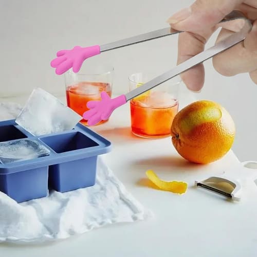 Mini Sugar Tongs, Small Silicone Tongs, Palm-Style Food-Grade Stainless Steel Clamp - Small Kitchen Reusable Serving Tongs for Coffee Bars, Food-Grade