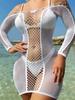 Hot Bodycon Dress Selling Night Club Wear Sexy Fishing Net Transparent Tights Lingerie Clothes Ladies Erotic Mesh Short Skirt