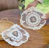 Conjunto de 2 Rendas Estilo Vintage Guardanapos de Mesa Bordados Estilo Rústico Francês Jogos Americanos Decorativos para Mesa de Jantar Fundo de Fotografia