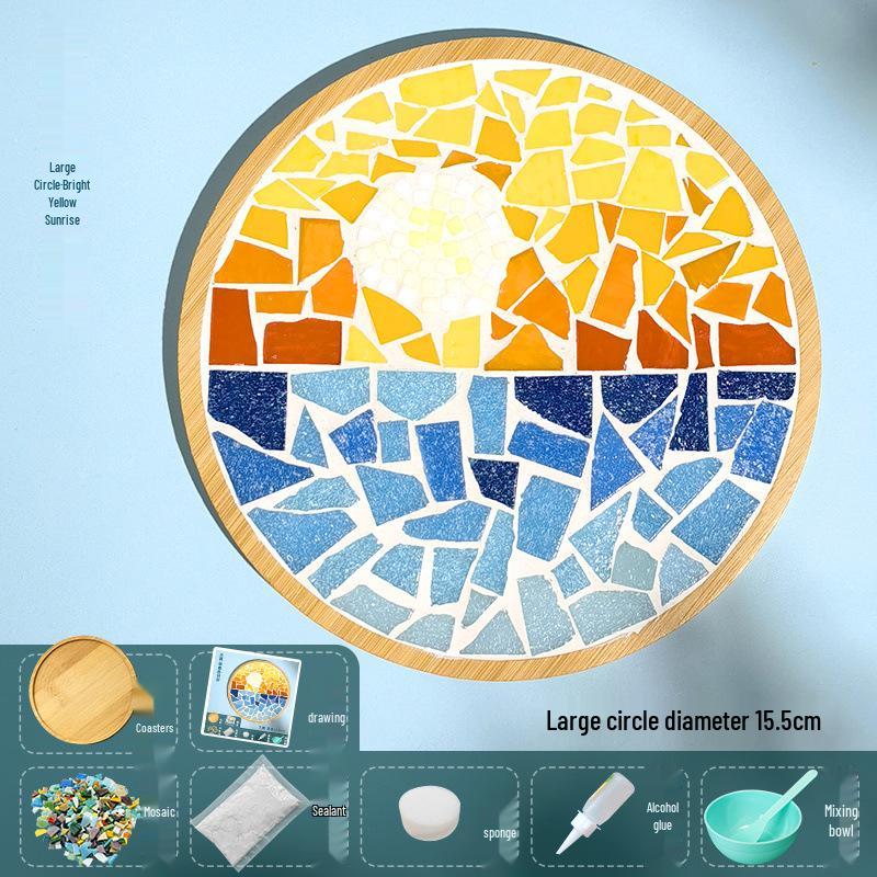 DIY Large Mosaic Coaster Kit: Creative Glass Sticker Pack for Adults & Kids