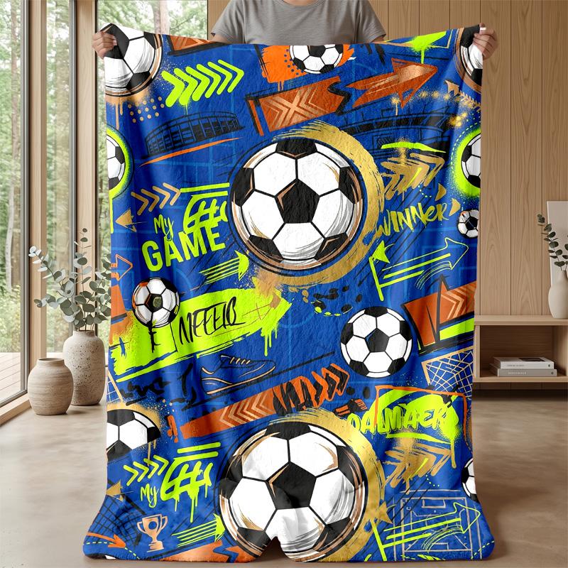 Soccer Ball Galaxy Theme Blanket Lightweight Warm Flannel Blanket Decorative Throw Blanket for Home Decoration