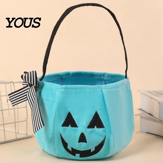 Large Capacity Treat Sack Halloween Pumpkin Candy Bag for Kids, Trick or Tote Spacious Bucket with Handle, Reusable Snack Party Favors Holiday Ritual