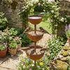 3-Tier Bowl Metal Bird Bath Rusted Bird Feeding Station Garden Rain Catcher  Patio Backyard