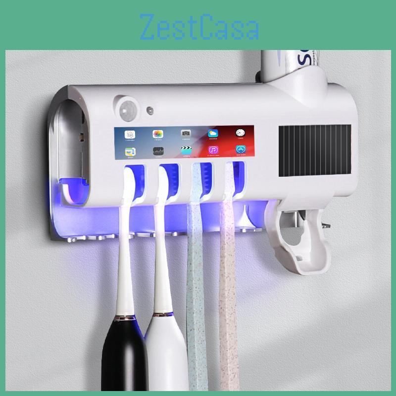 Mengni Uv Toothbrush Energy Solar Holder Automatic Toothpaste Squeezer Wallmount Toothpaste Dispenser Home Bathroom Accessories