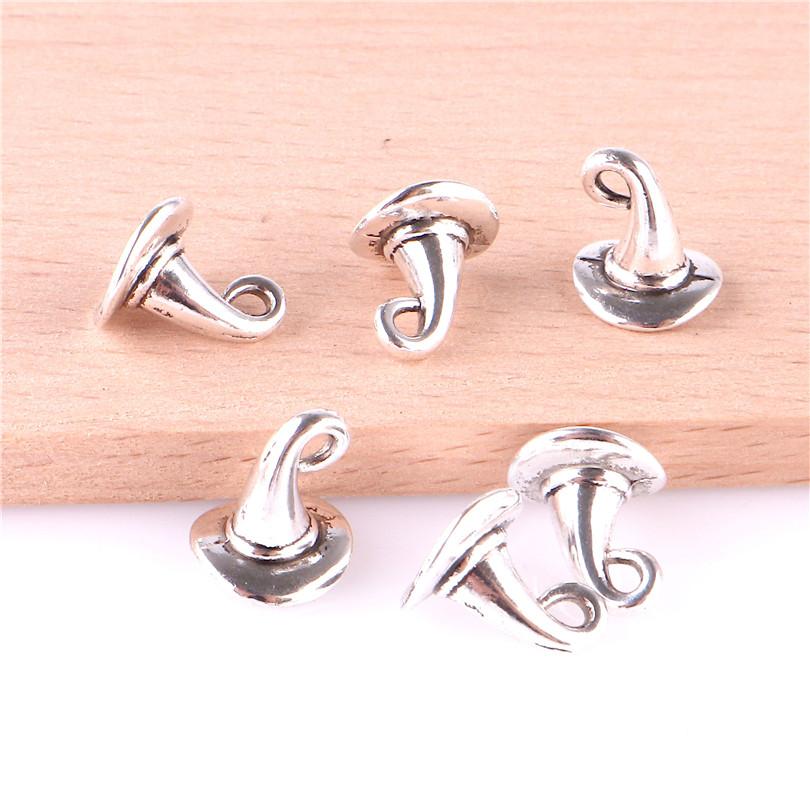 20pcs Antique Silver Color Halloween Witch Hat Charm Pendants Fit Necklace Bracelet Handmade Jewelry Making Supplies Accessories